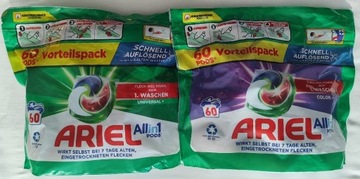 Niemieckie kaps Ariel Color Universal 2x60 120szt