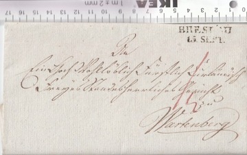 Niemcy BRESLAU List koperta dokument lakowany 1818