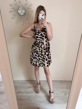 Boohoo satynowa leopard nowa krótka na ramiączkach