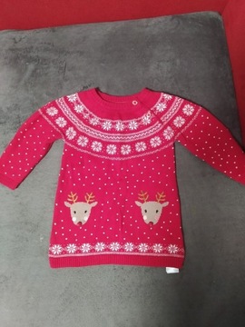 Śliczny świąteczny sweterek dla dziewczynki