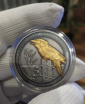 Srebrna moneta Kookaburra 1oz 2016 antyk gold