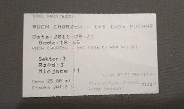 Bilet Ruch Chorzów ŁKS Łódź Puchar Polski 2011