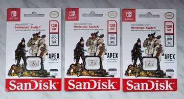 Trzy karty microSDXC Nintendo Switch 128GB. Nowe