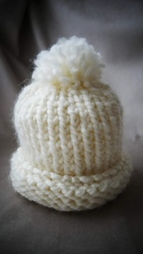 Czapeczka czapka niemowlęca ecru, Chrzest 36-38 cm