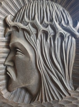 Jezus drewno rzeźba płaskorzeźba antyk prezent