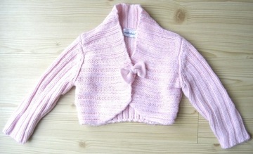 Bolerko sweter 6 12 miesięcy 74 cm różowe kokarda