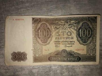 100 zł Sto złotych seria A 1941