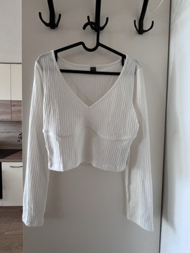 Biała prążkowana bluzka Shein L 40