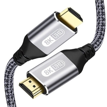 Kabel 2m HDMI 2.1 jakość 8K UHD Przewód z Oplotem