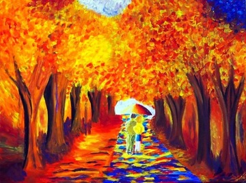 "Jesienny spacer" obraz akrylowy na płótnie