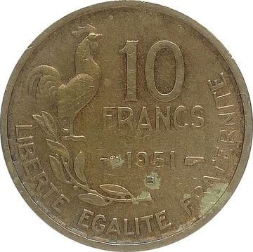 Francja 10 francs 1951 B, KM#915.2