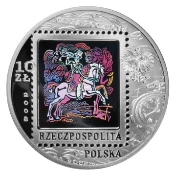 10zł moneta srebrna 450 lat Poczty Polskiej 2008