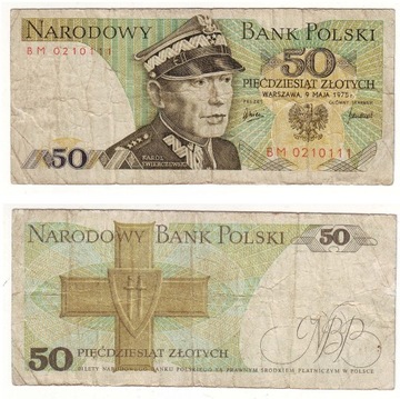 50 złotych - Karol Świerczewski - 1975 r. - seria BM