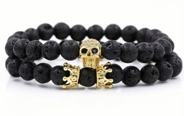 Bransoletka męska skull King  korale gold luxury 