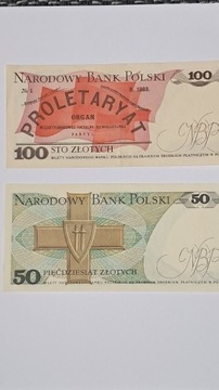 Banknoty 100 i 50 zł PRL