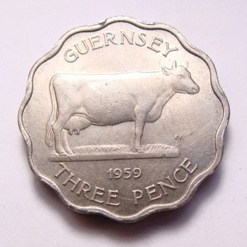 Guernsey 3 pensy 1959 r. STAN!