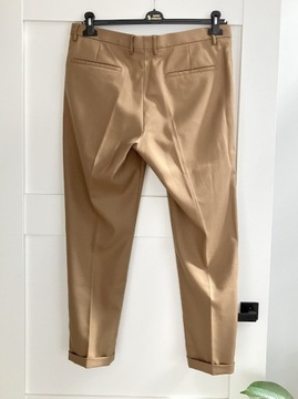 Brązowe męskie spodnie Zara do kostek garniturowe