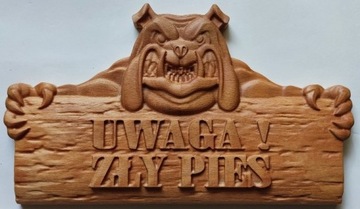 Zły Pies , Płaskorzeźba, 3D, drewno 