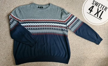 Sweter Bonprix męski bawełna wzorzysty jak nowy4XL