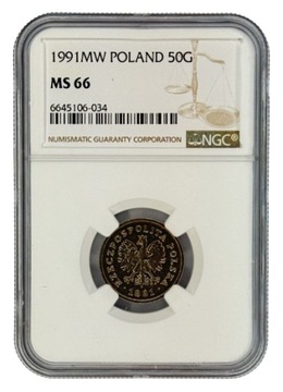 50 groszy 1991 NGC MS 66