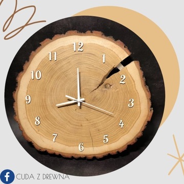 Wiszący zegar z drewna 30cm CUDA Z DREWNA