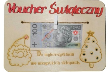 Tabliczka prezent Voucher Świąteczny grawer 