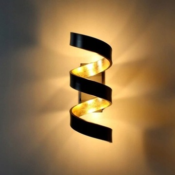 Lampa ścienna LED kinkiet czarna złota wstążka 24h