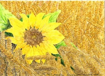 "Słonecznik" obraz akwarela ręcznie malowany