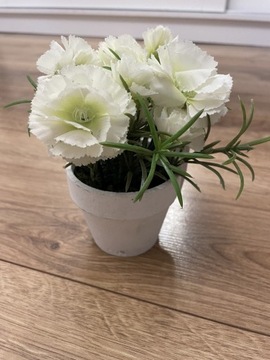 Sztuczny kwiatek w doniczce biały 14 cm