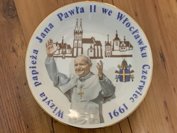 Pamiątkowy talerz z wizyty JP II we Włocławku 1991