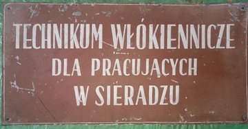 PRL. Stara, duża tablica metalowa, szyld.