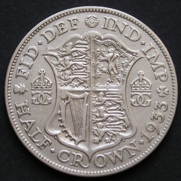 Wielka Brytania 1/2 korony 1933 - Jerzy V - srebro
