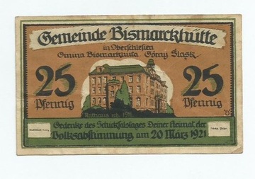 NIEMCY  Górny Śląsk Bismarckhütte, 25 Pfennig