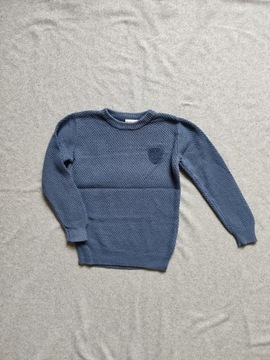 Niebieski sweter Pomp de Lux 122 splot pleciony 