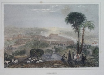 1840 ORYGINAŁ PALESTYNA IZRAEL NAZARET panorama