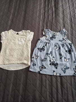 Sukienka H&M i koszulka dla dziewczynki rozmiar 68