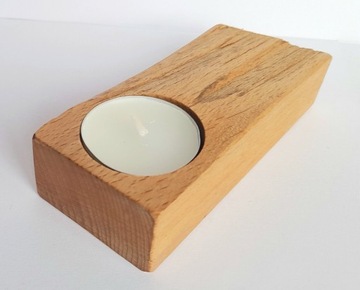 Świecznik drewniany bukowy handmade na 1 t-light