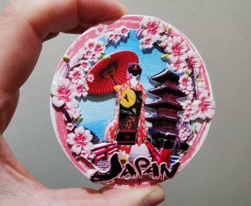 Zagraniczny magnes na lodówkę 3D Japonia okrągły