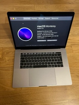MacBook Pro 15' / 2019 / i7 / 16GB / 256GB