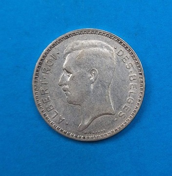 Belgia 20 franków 1934 FR, Król Albert I, Ag 0,680