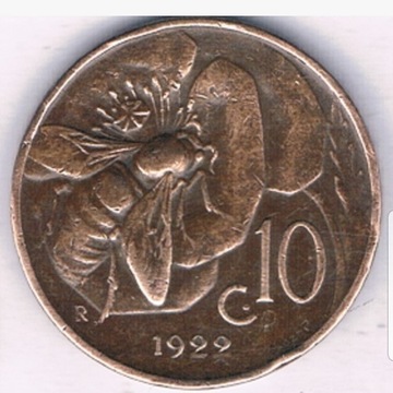 WŁOCHY 1922 10 CENT