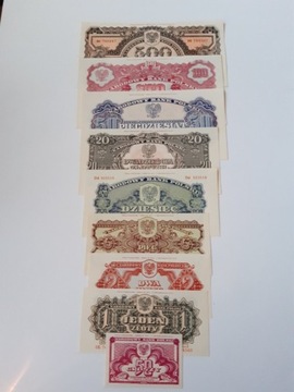 Reprinty 1974 emisji 1944 - komplet 9 szt. st. UNC