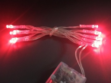 Lampki 10 LED na baterie czerwone