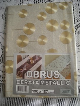 Obrus cerata metallic złoty kółka 100x137 cm 