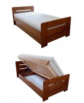Łóżko młodzieżowe 90x200 drewniane z pojemnikiem