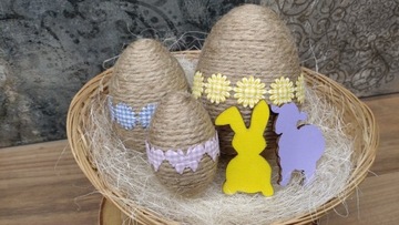 Pisanki jajka sznurek ozdoba dekoracja Wielkanoc 