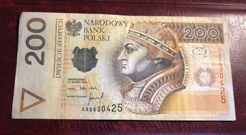 Banknot 200 złotych 1994 seria AA