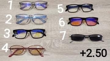 Okulary korekcyjne, przeciwsłoneczne +2.50 z etui 