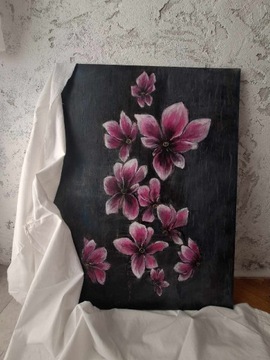 Obraz  akryl kwiaty 80x60 na płótnie 