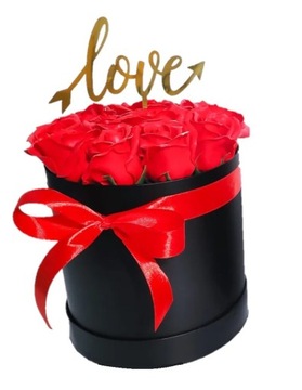 Flowerbox DUŻY Róże Prezent Walentynki Z TOPPEREM